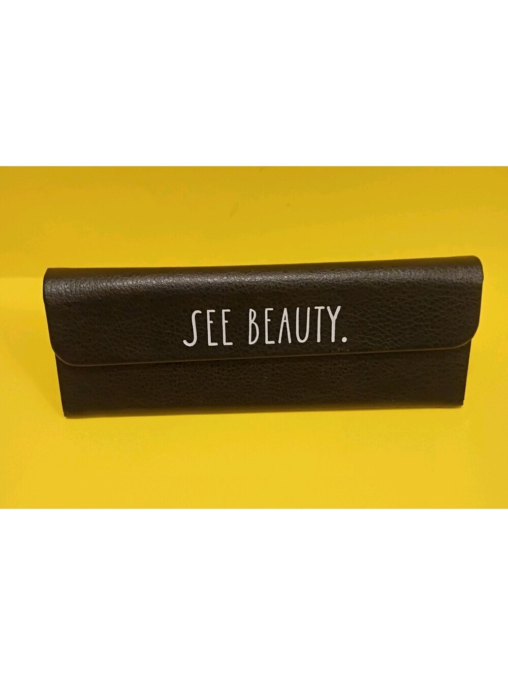 Rae Dunn "SEE BEAUTY" Black Triangle Eyeglasses Case Storage Holder Fits Glasses